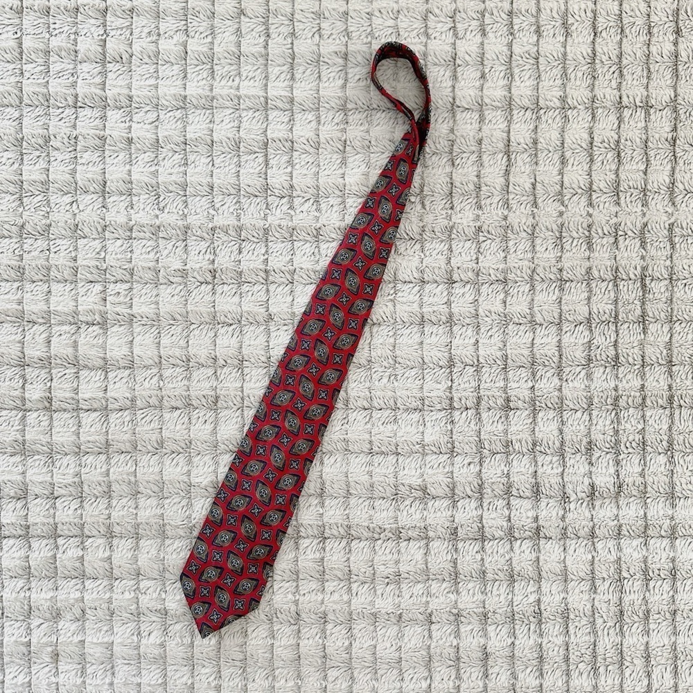 Christian Dior Red and Black Geometric Men's Tie